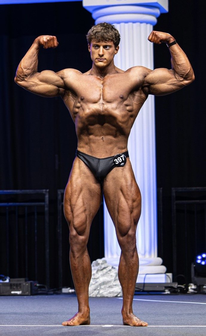 Kyle Raison front double biceps, PCA Pro Classic Physique 2024